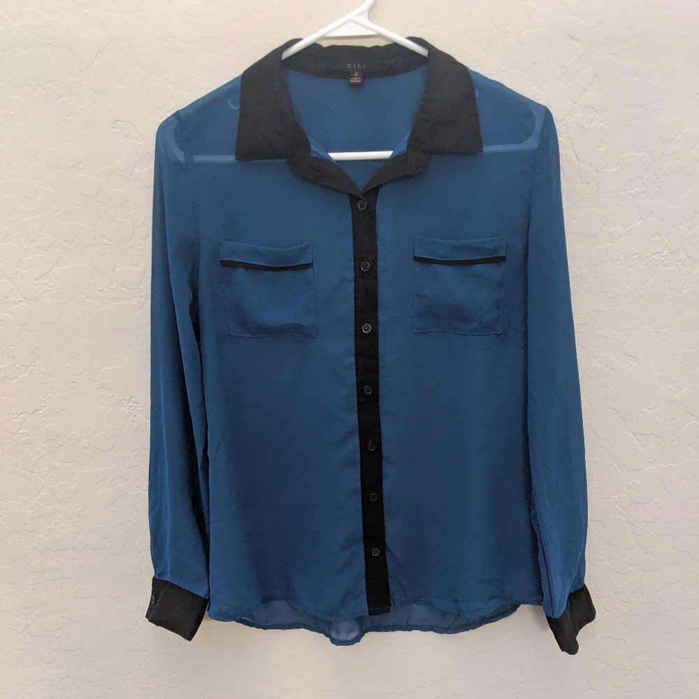 MINE Teal Button Down Blouse